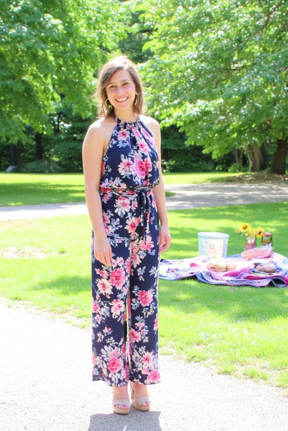 chic jumpsuit wedges earrings