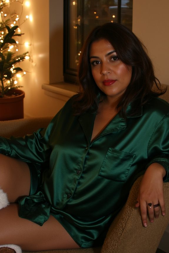 chic pajamas bold lipstick