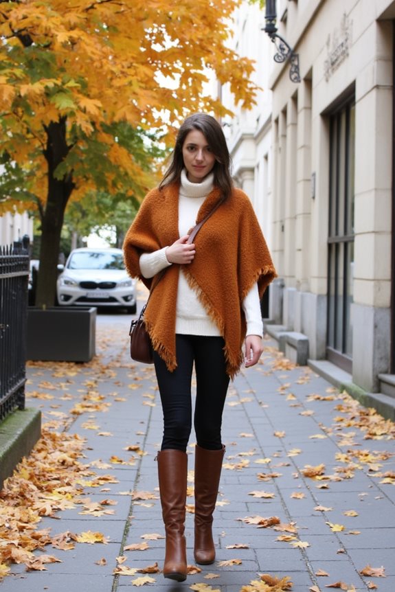 cozy autumn poncho outfit