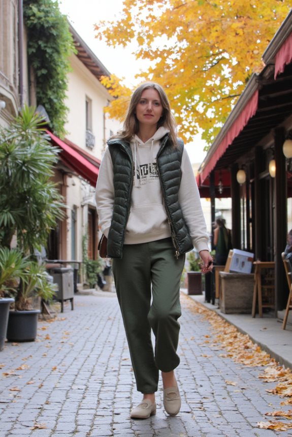 cozy layered travel outfit