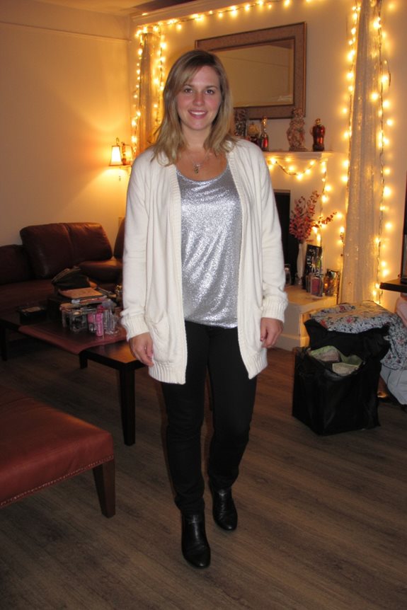cozy sparkly comfortable outfit