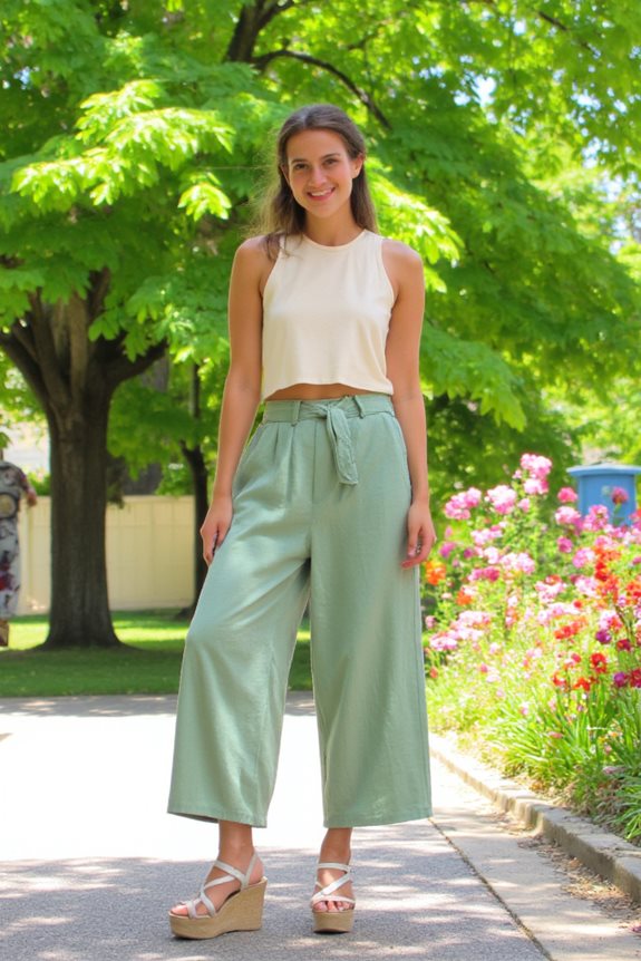 cropped tank high rise pants