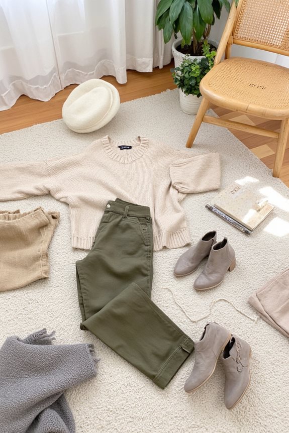 Capsule wardrobe color palette, neutrals enhance colorful outfits