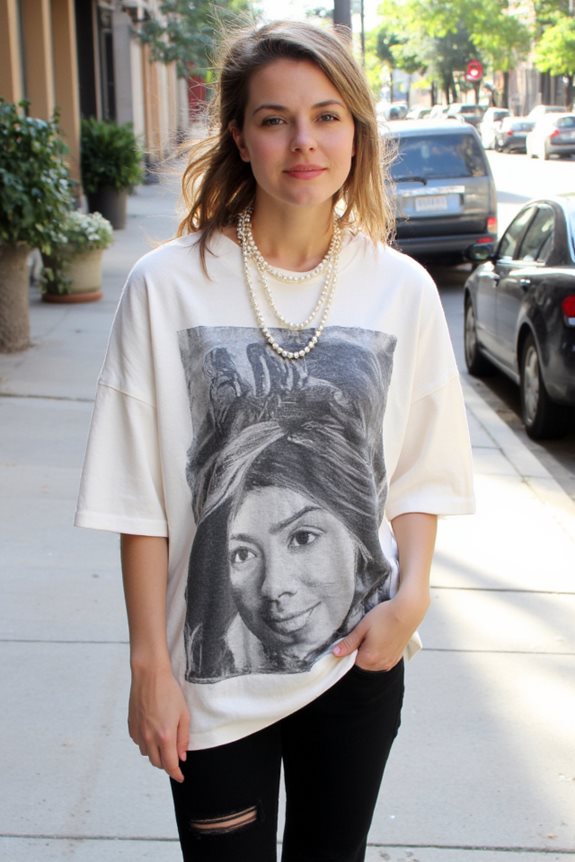 pearls over graphic tees